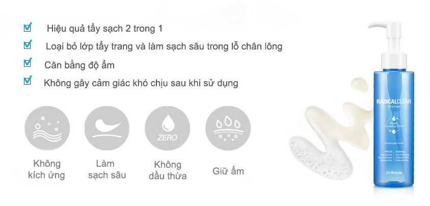 Dầu tẩy trang Radical Clear Oil to Foam