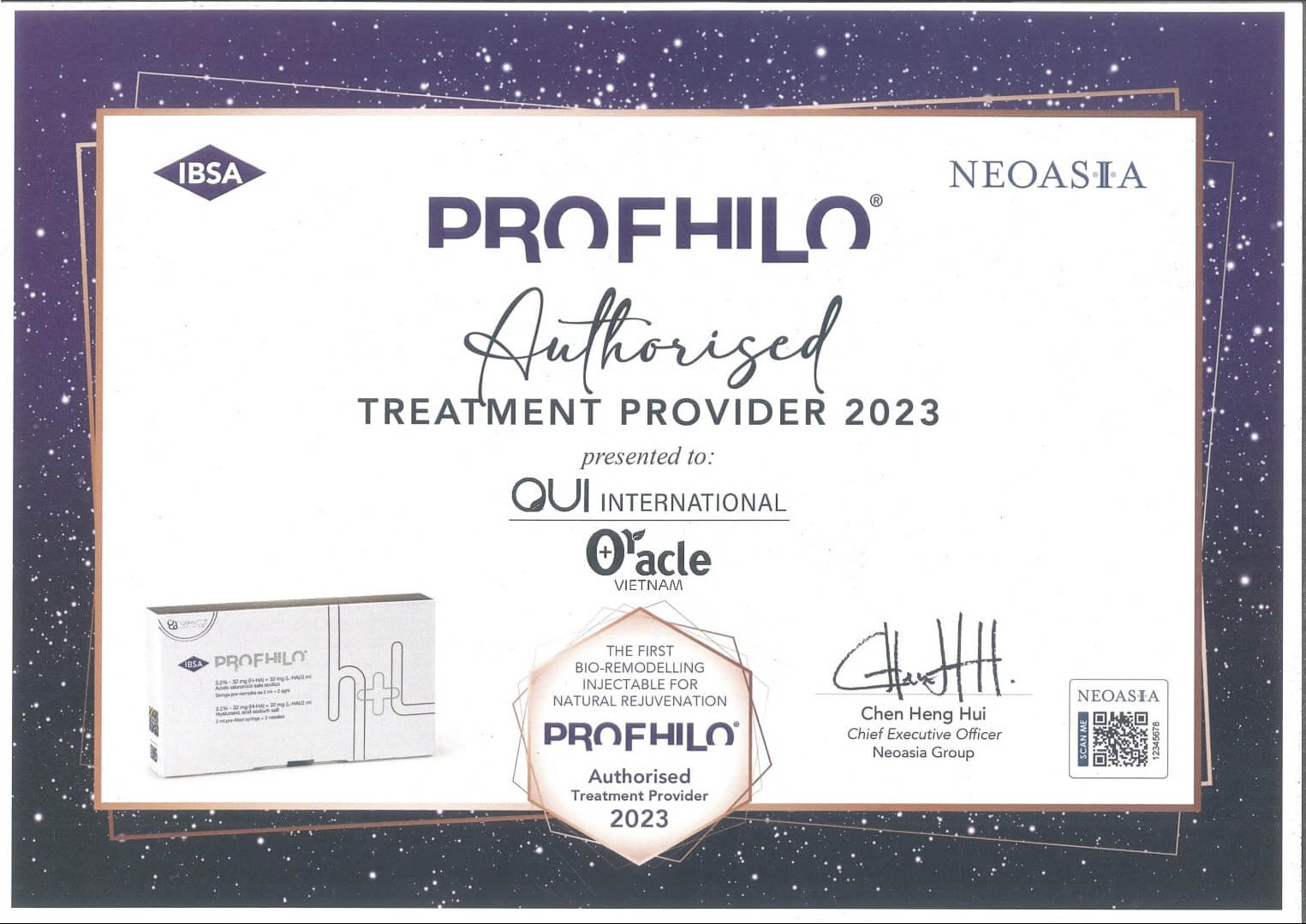 Chứng nhận chuyển giao công nghệ Profhilo trẻ hóa da