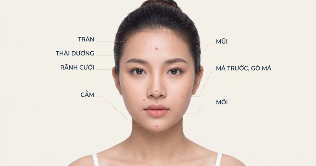 tiêm filler bao lâu thì vào form vị trí tiêm filler trên gương mặt