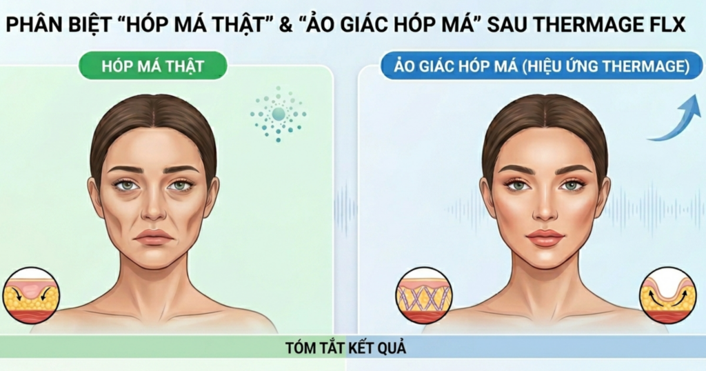 Thermage có bị hóp má không phân biệt hóp má thật và ảo giác hóp má