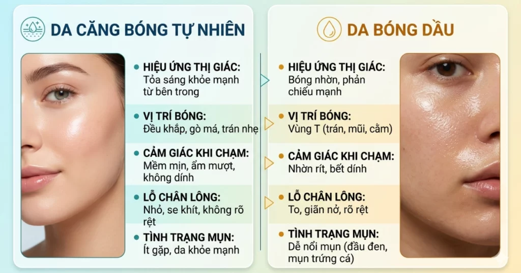 da căng bóng khác da dầu