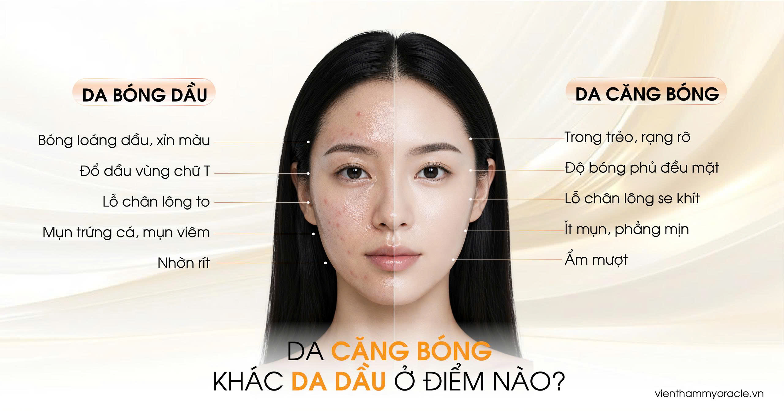 da căng bóng khác da da dầu